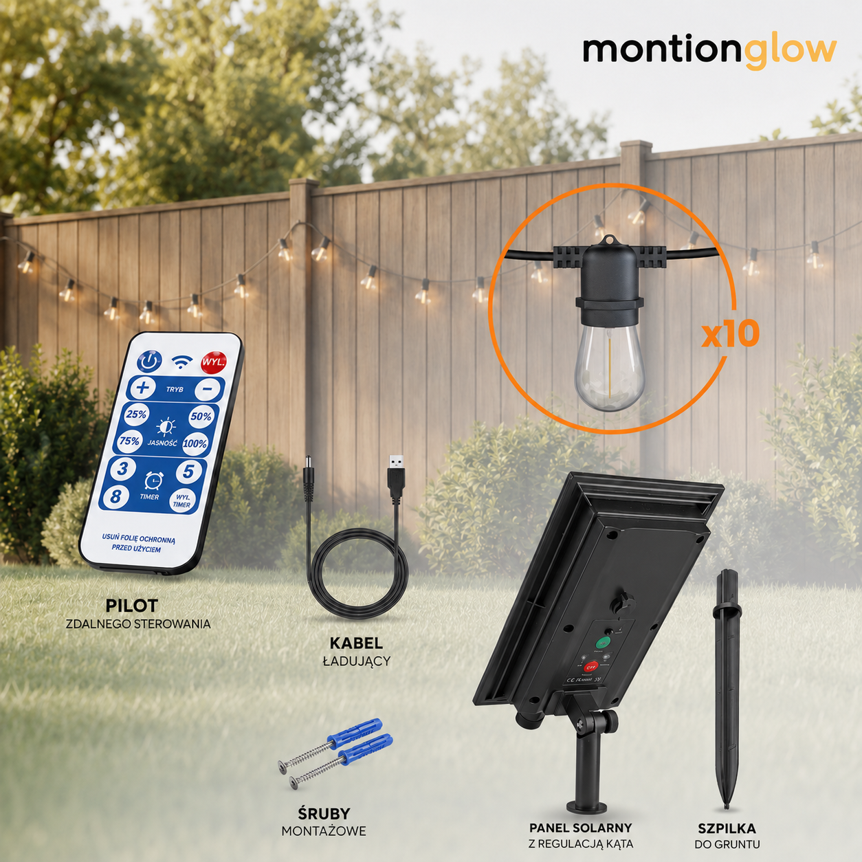Girlanda solarna LED 10 m z pilotem