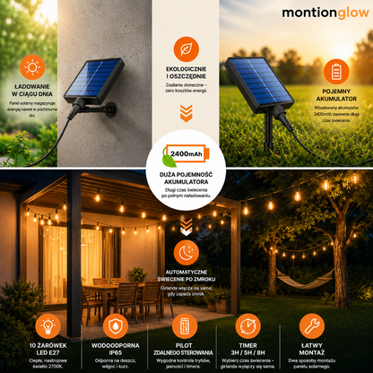Girlanda solarna LED 10 m z pilotem